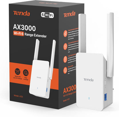 Dual Band Wi-Fi 6 Range Extender A33 AX3000 Tenda
