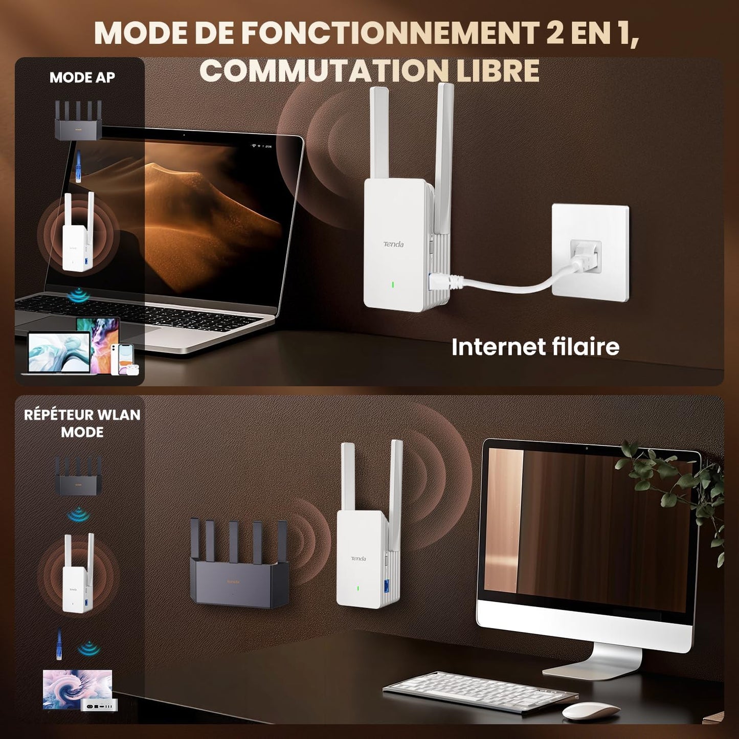 Dual Band Wi-Fi 6 Range Extender A33 AX3000 Tenda